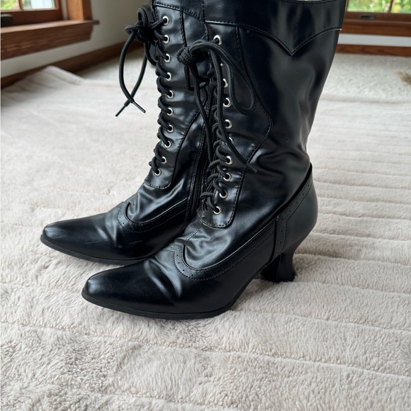 Black Lace-Up Women's Costume Boots - Picture 3 of 5